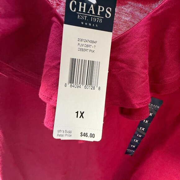 Chaps Woman Plus Size 1X Pullover Cotton Top with Ruffle Desert Pink NWT - Picture 6 of 16